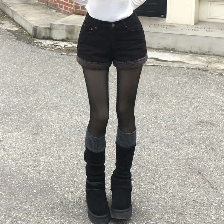 厚手スリムシースルーストッキング BLACK