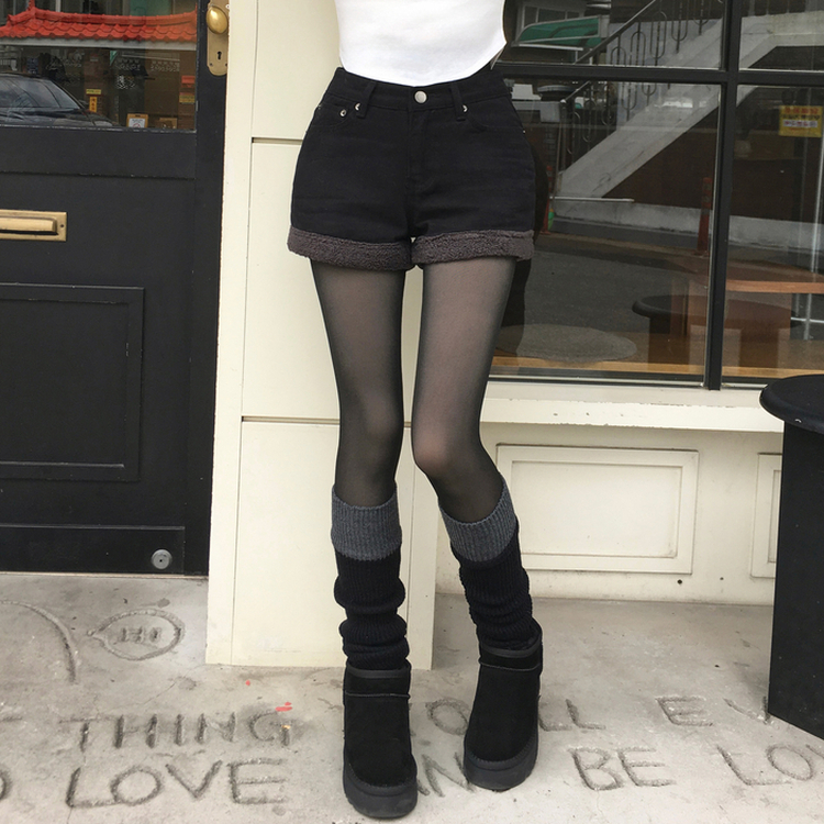 厚手スリムシースルーストッキング BLACK