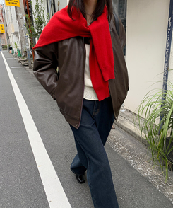 【起毛】ループワイドデニムパンツ DEEP DENIM