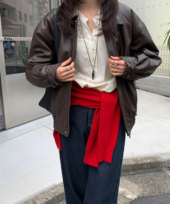 【起毛】ループワイドデニムパンツ DEEP DENIM