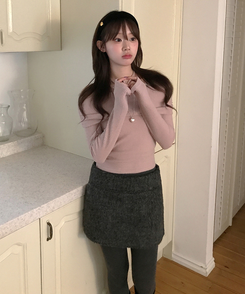 ウールミニスカート BLACK