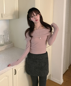 ウールミニスカート BLACK