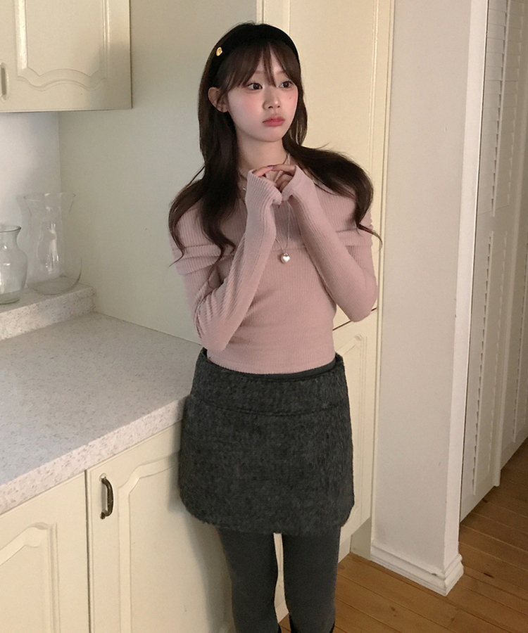 ウールミニスカート BLACK