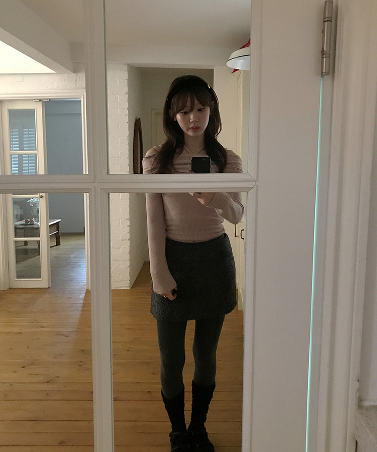 ウールミニスカート BLACK