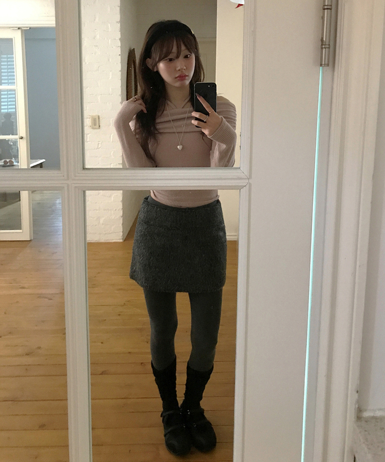 ウールミニスカート BLACK