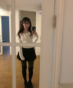 ラビットファーリボン長袖Tシャツ IVORY