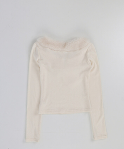 ラビットファーリボン長袖Tシャツ