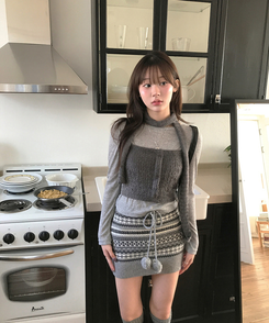 ビンテージノルディックポムポムスカート GREY