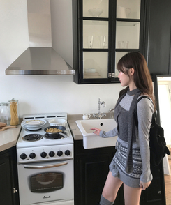 ビンテージノルディックポムポムスカート GREY