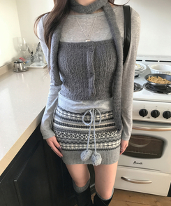 ビンテージノルディックポムポムスカート GREY