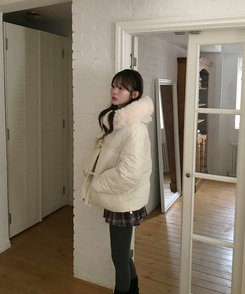 ダッフルフードダウンジャンパー IVORY