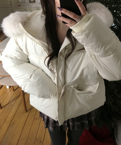 ダッフルフードダウンジャンパー IVORY