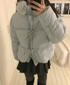 ダッフルフードダウンジャンパー SKY BLUE