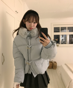 ダッフルフードダウンジャンパー SKY BLUE