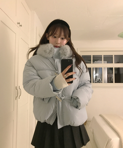 ダッフルフードダウンジャンパー SKY BLUE