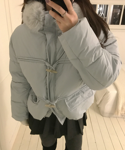 ダッフルフードダウンジャンパー SKY BLUE