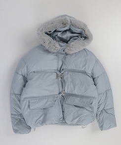 ダッフルフードダウンジャンパー