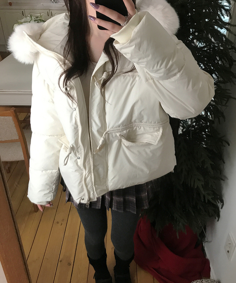 ダッフルフードダウンジャンパー IVORY