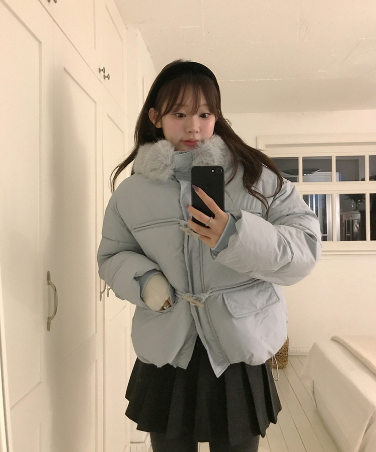 ダッフルフードダウンジャンパー SKY BLUE