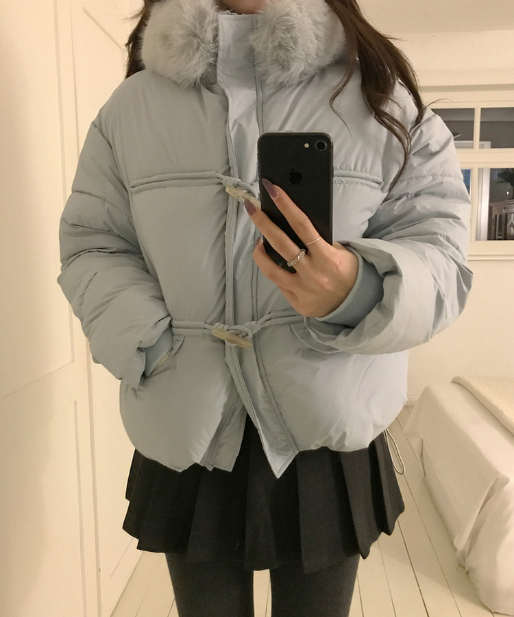 ダッフルフードダウンジャンパー SKY BLUE