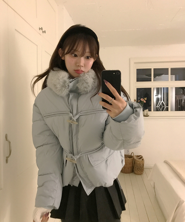 ダッフルフードダウンジャンパー SKY BLUE