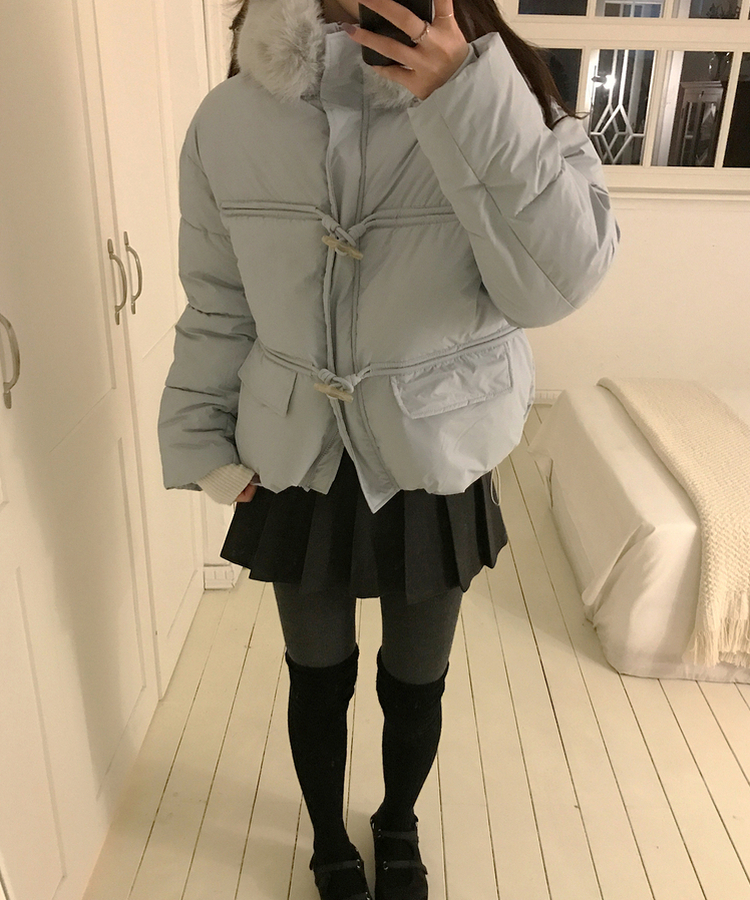 ダッフルフードダウンジャンパー SKY BLUE