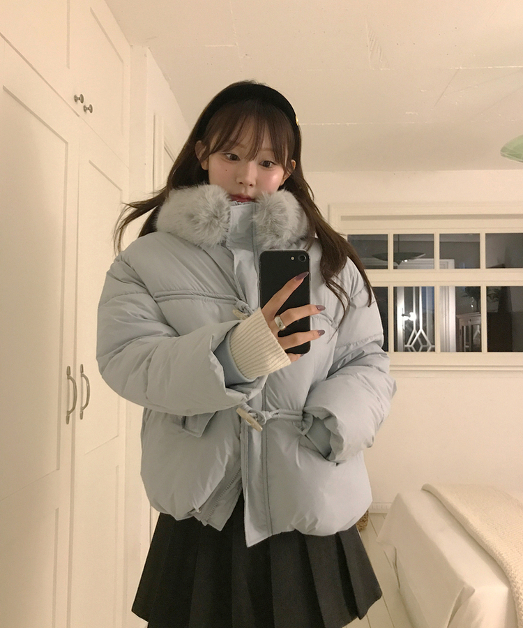 ダッフルフードダウンジャンパー SKY BLUE