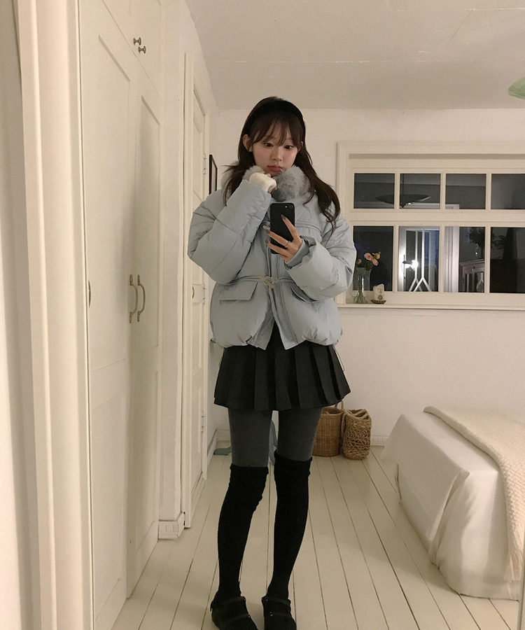 ダッフルフードダウンジャンパー SKY BLUE