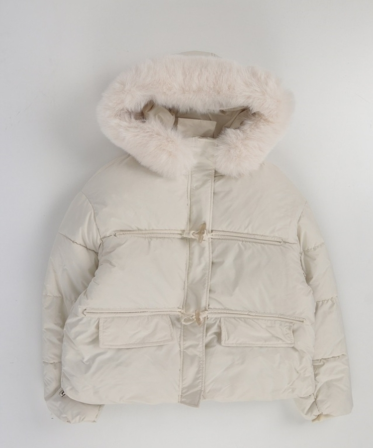 ダッフルフードダウンジャンパー