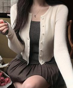 バイカラーレイヤードカーディガン(5color) IVORY