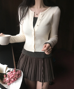 バイカラーレイヤードカーディガン(5color) IVORY