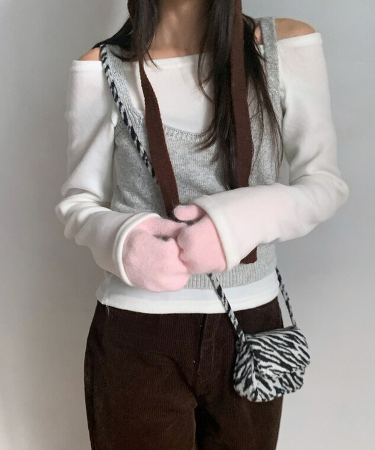 ニットレイヤードビスチェ GREY