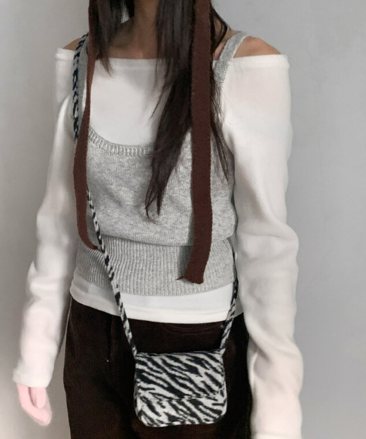 ニットレイヤードビスチェ GREY