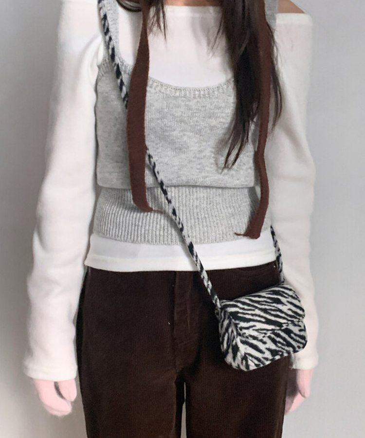 ニットレイヤードビスチェ GREY