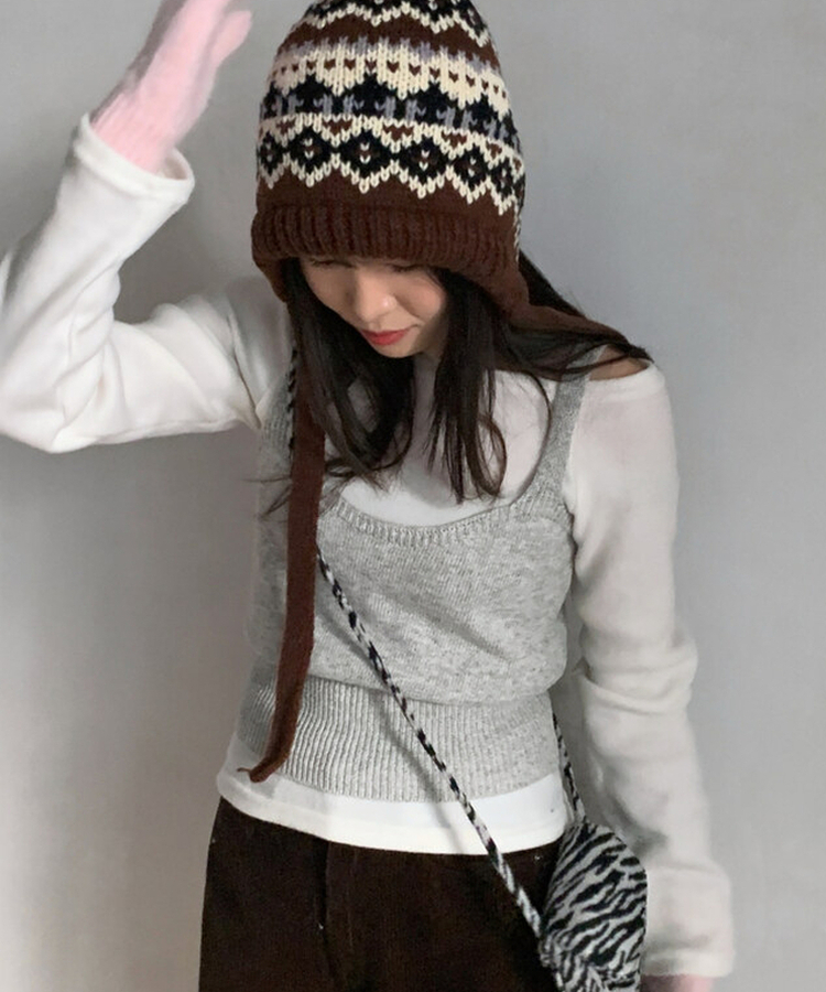 ニットレイヤードビスチェ GREY