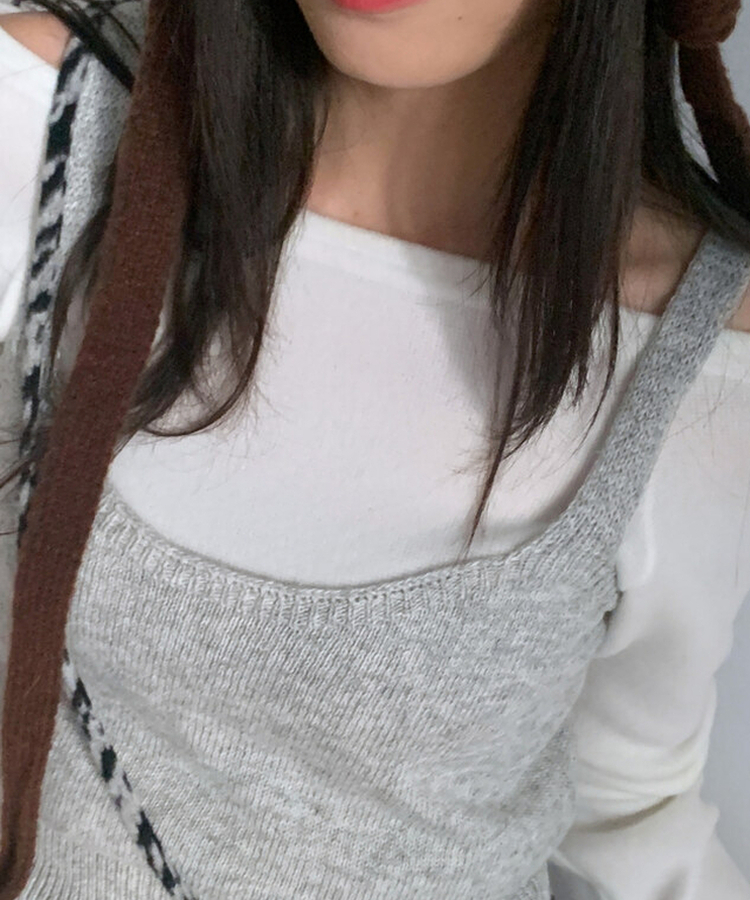 ニットレイヤードビスチェ GREY