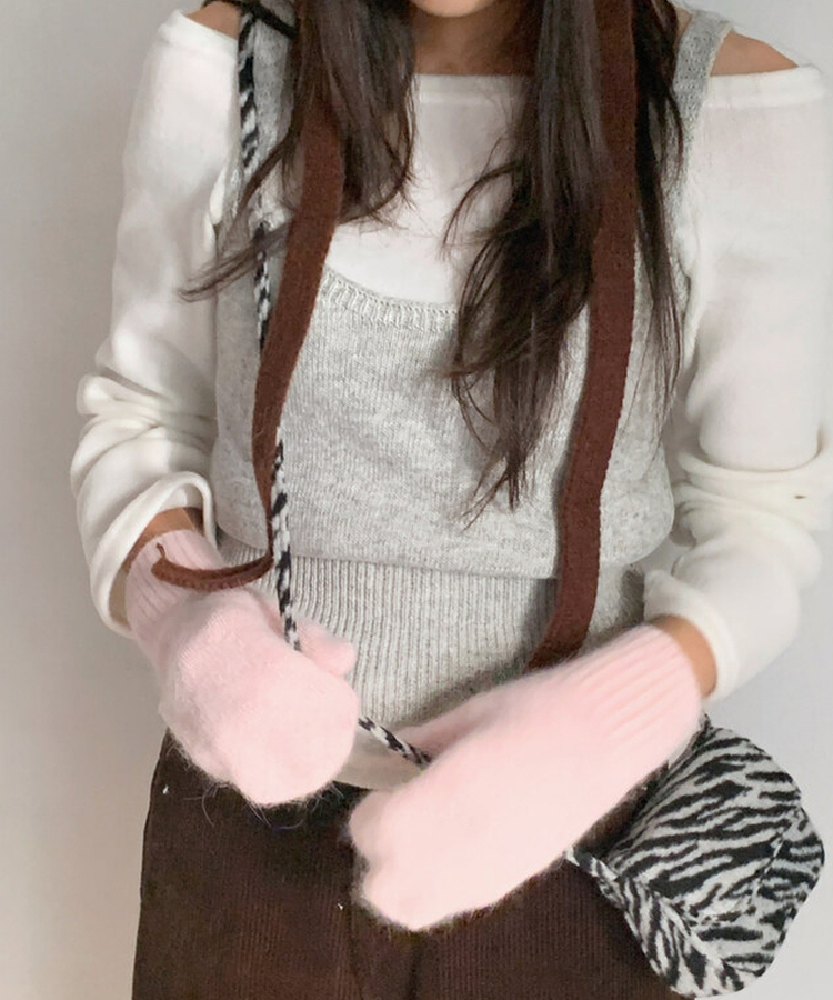 ニットレイヤードビスチェ GREY