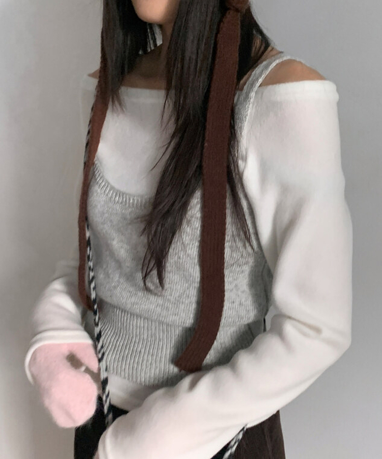 ニットレイヤードビスチェ GREY