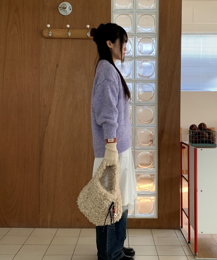 ドダンブルトートショルダーファーバッグ BEIGE