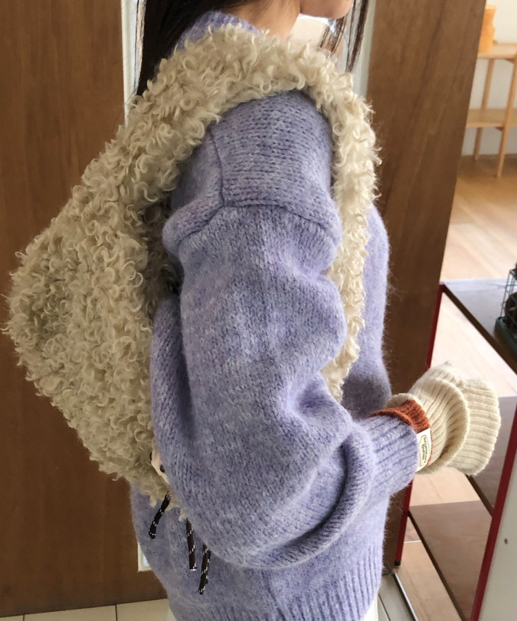 ドダンブルトートショルダーファーバッグ BEIGE