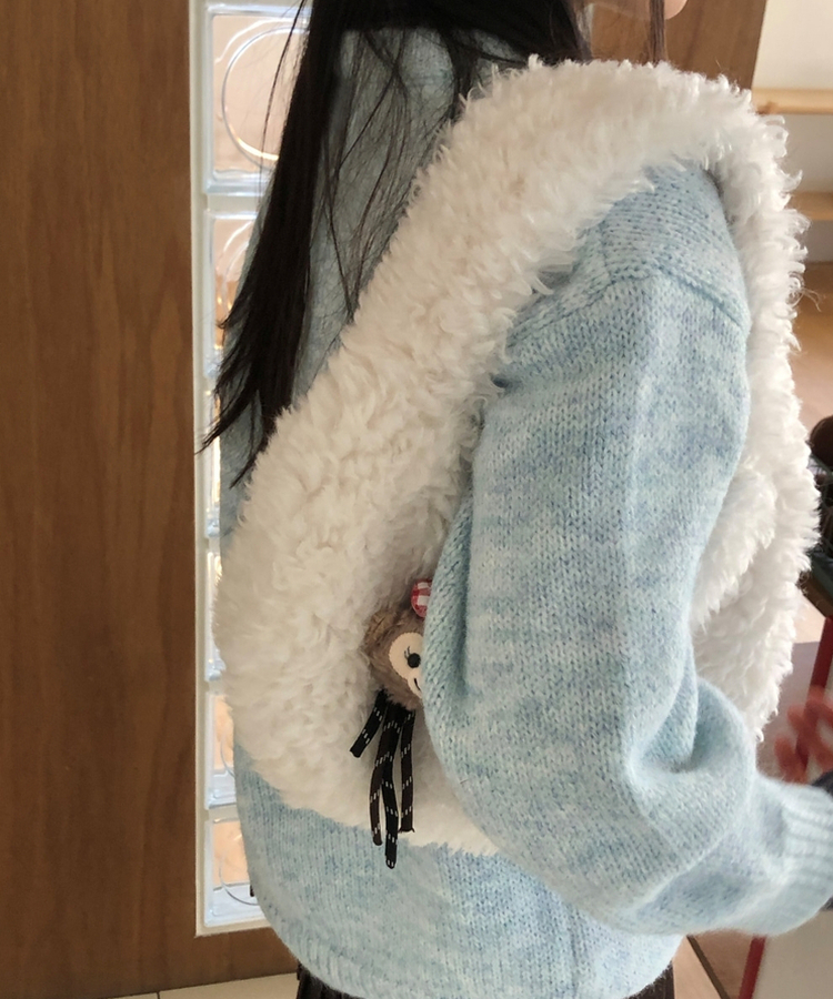 ドダンブルトートショルダーファーバッグ IVORY