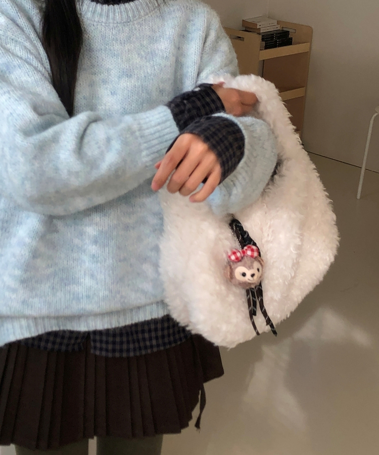 ドダンブルトートショルダーファーバッグ IVORY