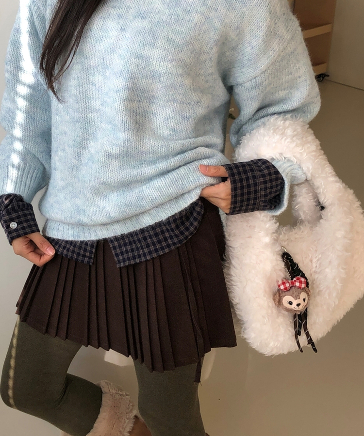 ドダンブルトートショルダーファーバッグ IVORY