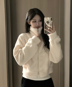 ミンクハイネックファージップアップ IVORY