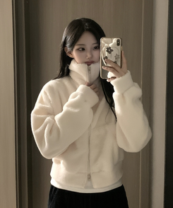 ミンクハイネックファージップアップ IVORY