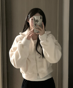 ミンクハイネックファージップアップ IVORY