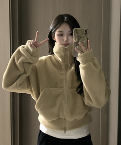 ミンクハイネックファージップアップ BEIGE