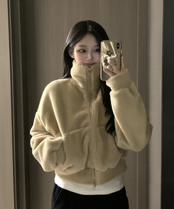 ミンクハイネックファージップアップ BEIGE