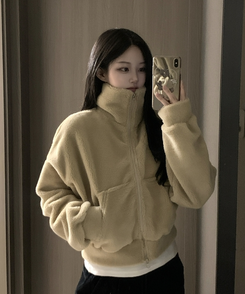 ミンクハイネックファージップアップ BEIGE