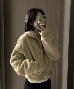 ミンクハイネックファージップアップ BEIGE